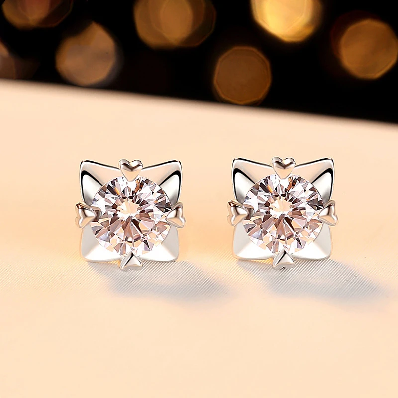 BOEYCJR 925 серебро 0.5ct F цвет Муассанит VVS сердце Fine Jewelry бриллиантовые серьги-гвоздики с национальным сертификатом для женщин подарок