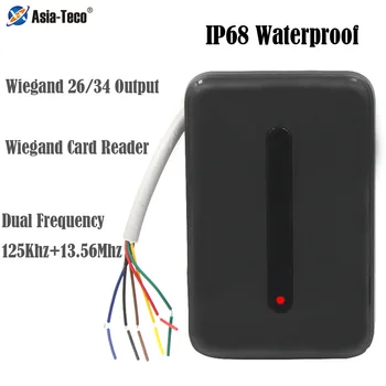 Access Control Card Reader RFID Reader IP68 Waterproof Dual Frequency 125KHz + 13.56MHz For Access Control System Wiegand Output 1