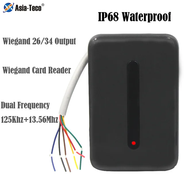 Access Control Card Reader RFID Reader IP68 Waterproof Dual Frequency 125KHz + 13.56MHz For Access Control System Wiegand Output 1