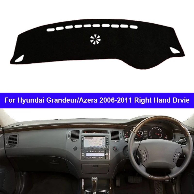 자동차 내부 대시 보드 커버, 현대 그랜저 아제라 2006 - 2011 LHD RHD 대시 매트, 카펫 케이프 대시 매트, 햇빛 차단 차양