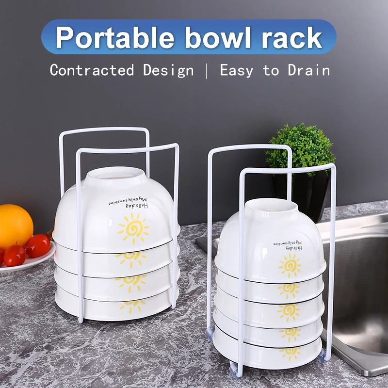 

Bowl Rack Dish Drainer Kitchen Organizer Storage Shelf Sink Drain Bowls Shelves Modern Minimalist Style Drying Tableware Holder