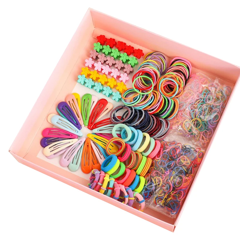 2020 New Hair Accessories Set For Girls Elastic Hair Bands Hairpins Rubber Band Ponytail Holder Flower Hair Claws Hair Clips