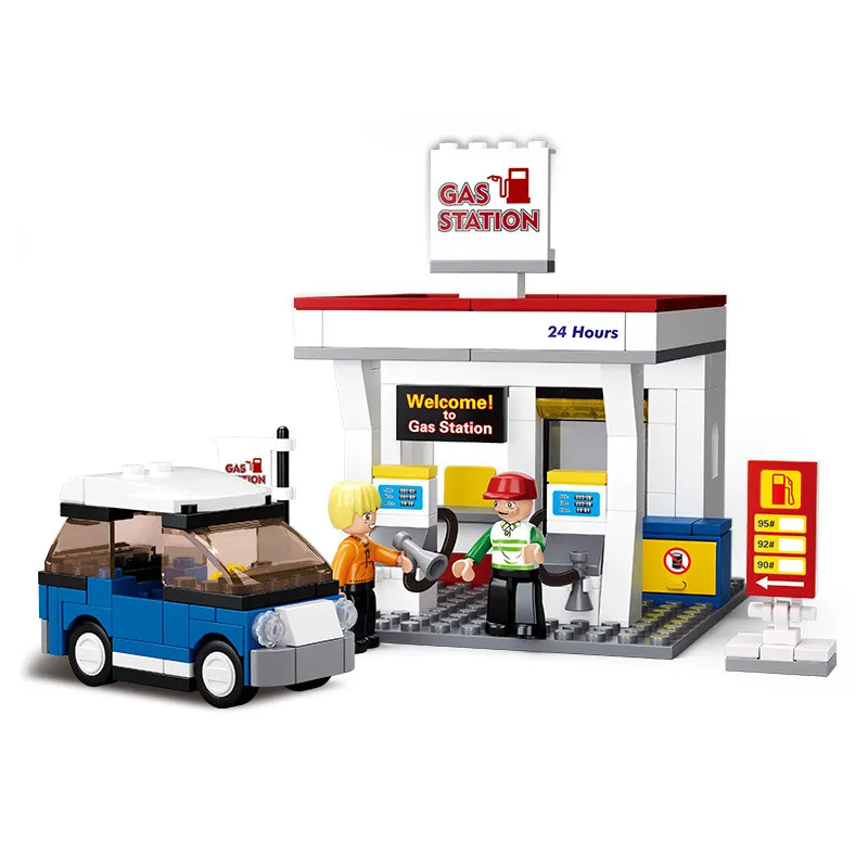 

167Pcs Gas Station SimCity Car DIY Bricks Model Building Blocks Sets City Legoingly Friends Christmas Gifts Toys for Children
