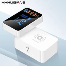 QI Беспроводное зарядное устройство Quick Charge 4,0 3,0 usb type C зарядное устройство со светодиодным дисплеем быстрое зарядное устройство для телефона USB адаптер настольная полоса