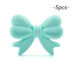 LOFAC Silicone Cartoon Bow Tie Beads - 5pcs Set for DIY Keychains & Jewelry Accessories (Turquoise)