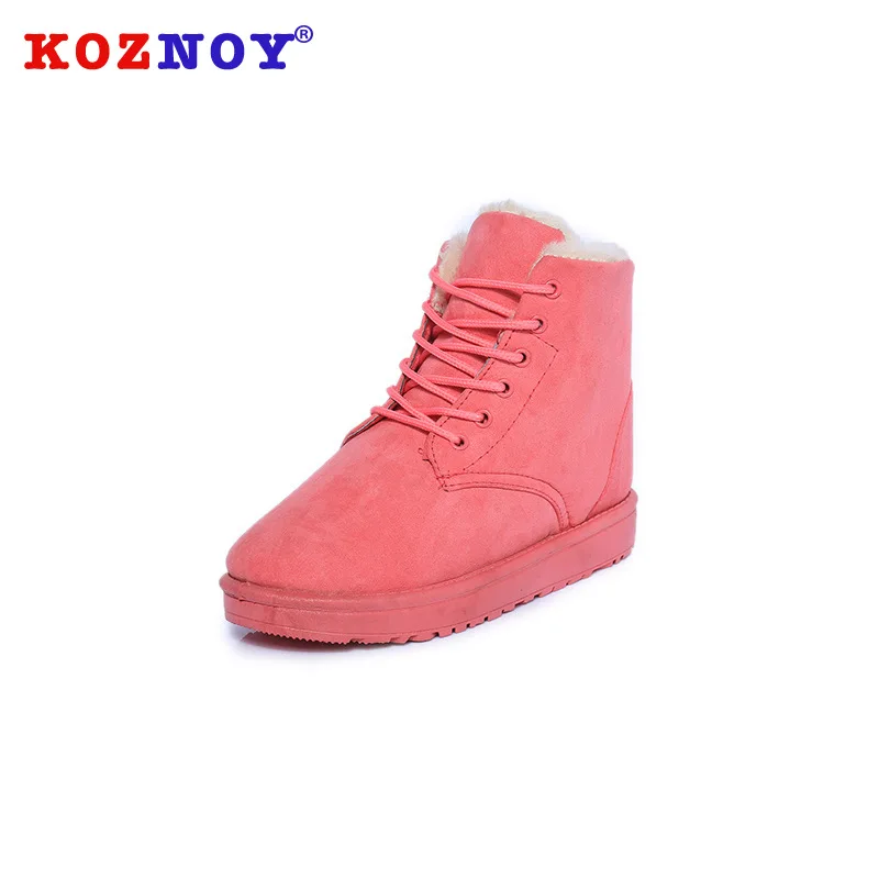 

Koznoy Winter Snow Boots Women Winter Dropshipping Leisure Warm Students Flat Bottom Fashion Flock Sewing Casual Cotton Shoes