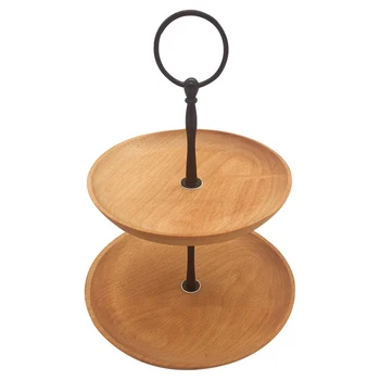 

Decoration Kitchen Table Home Round Bread Double Layer Party Wooden European Style Storage Snack Candy Fruit Tray Tool