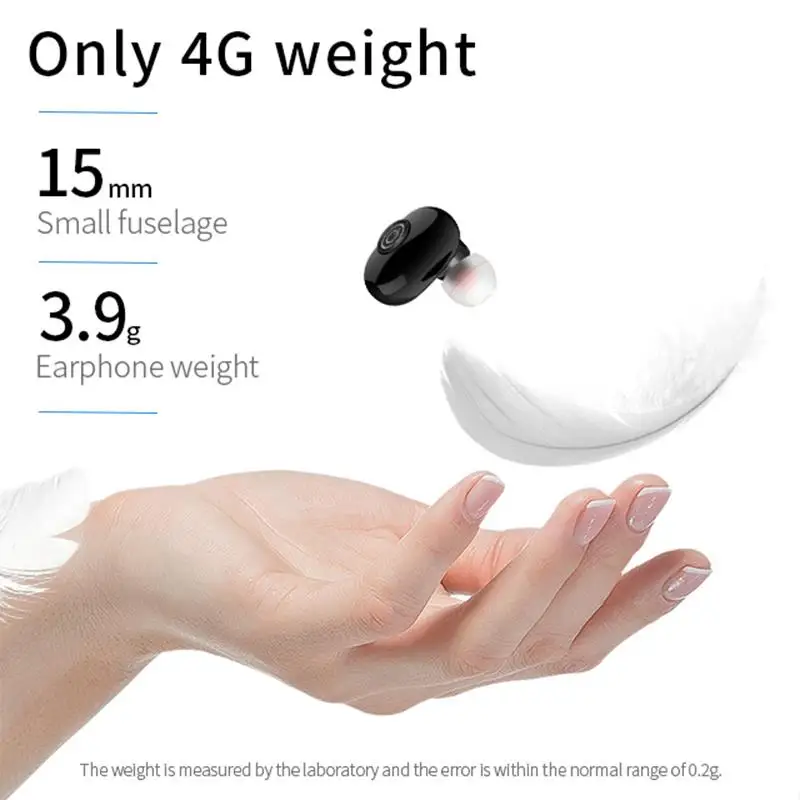 TWS Single Ear Wireless Bluetooth Headset With Charging Compartment In ear Earplugs Single sided Hands free Wireless Headset