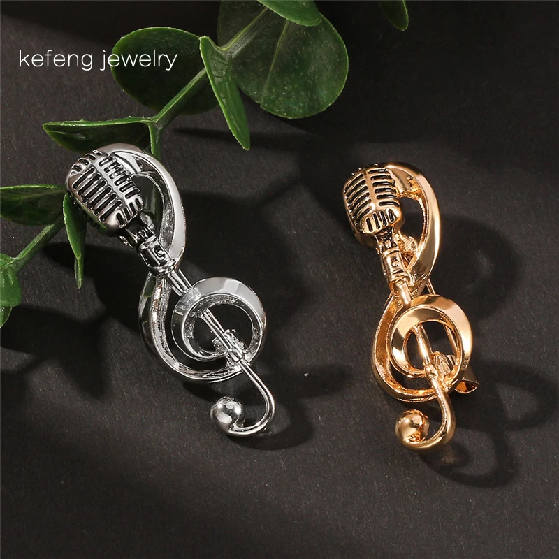 Модные броши в виде музыкальных нот с микрофоном искусственные подарки булавка