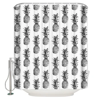 

Waterproof Polyester Fabric Shower Curtain Pineapple Fruit Shower Curtain