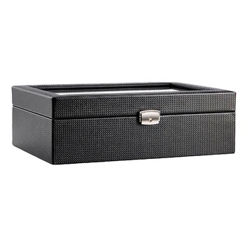 

Fashion 10 Grids PU Leather Watch Boxes Storage Organizer Box Luxury Jewelry Ring Display Watch Case Black Display Case