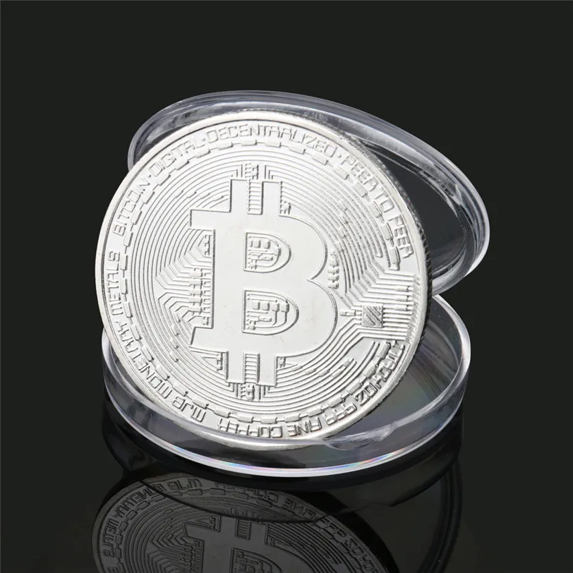 Gold Plated Physical Bitcoins Bit Coin BTC With Case Gift Physical Metal Antique Imitation BTC Coin Art Collection-4