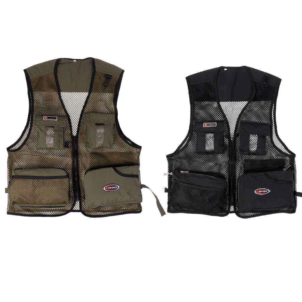 Men Summer Fly Fishing Vest Multi-Pocket Zipper Hunting Photography Hiking Casual Waistcoat Jacket