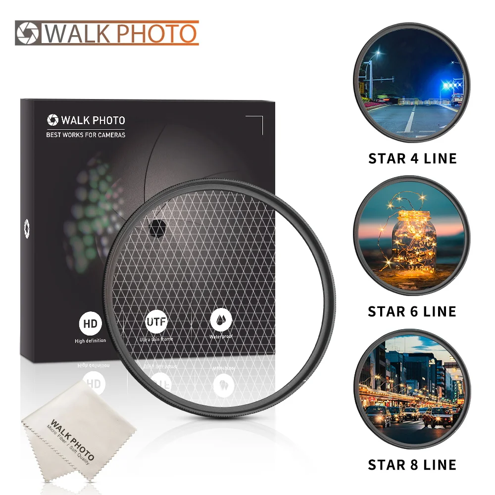 Star Filter +4 +6 +8 Line 37 40.5 49 52 55 58 62 67 72 77 82mm Lens Starlight for Canon Nikon Fuji SLR Starburst Effect | Электроника