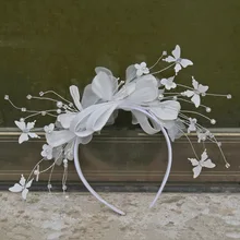 Simple Flower Satin White Hairbands Korean Bride Hair Hoop Tiara Wedding Accessories Headdress Hair Hoop
