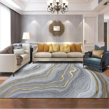 

Nordic Modern Abstract Gray Gold Curve Pattern Crystal Velvet Carpet Carpets For The Modern Living Room Bedroom Area Rugs