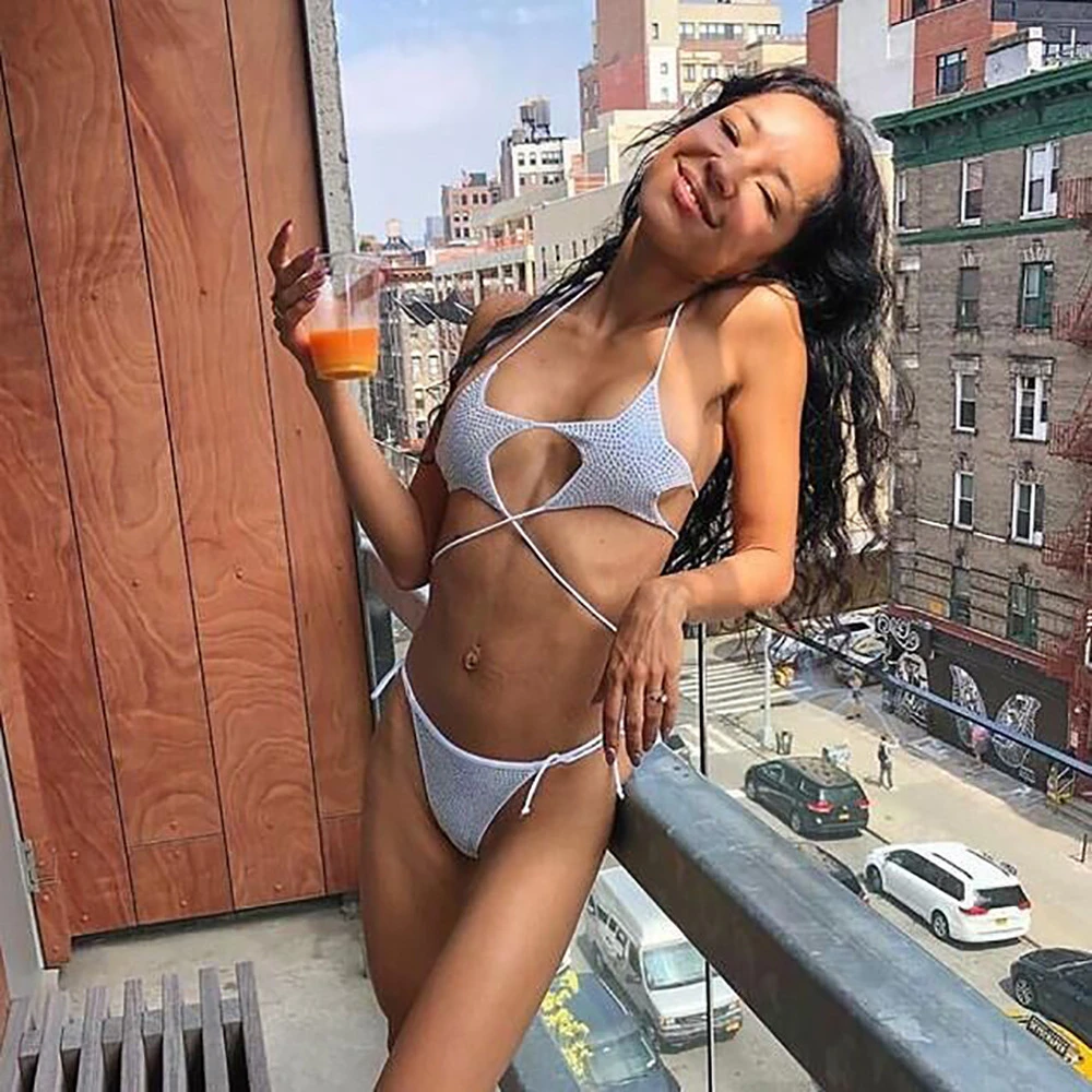 ファッションセクシーな休暇スパンコールビキニセクシーなのストラップ五芒星のホットダイヤモンドストラップ水着 Bikini Set Aliexpress