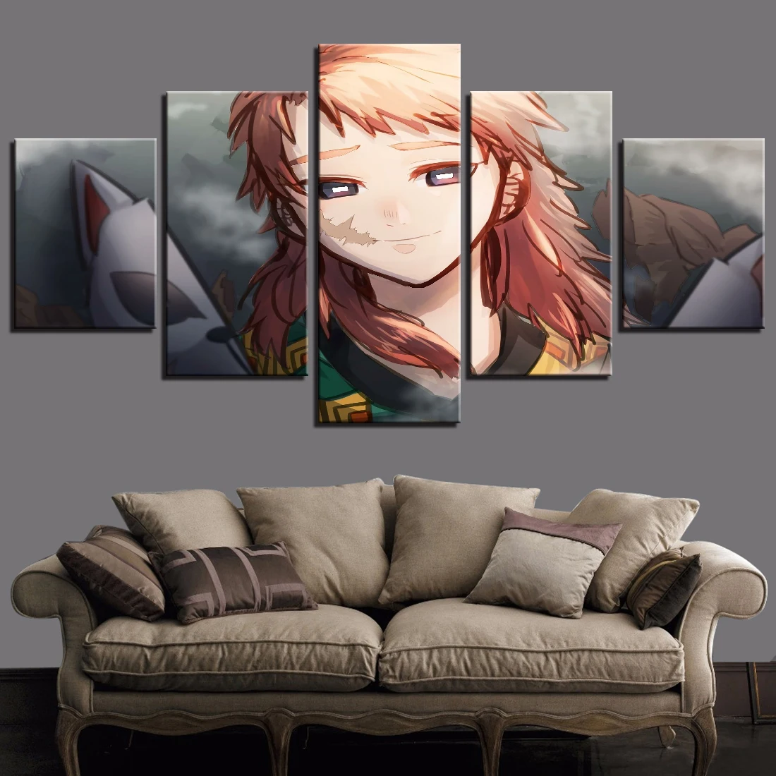 Tuval posterler boyama duvar Anime sanat 5 adet baskı modüler iblis avcısı Sabit resimler ev dekorasyon oturma odası için çerçeve