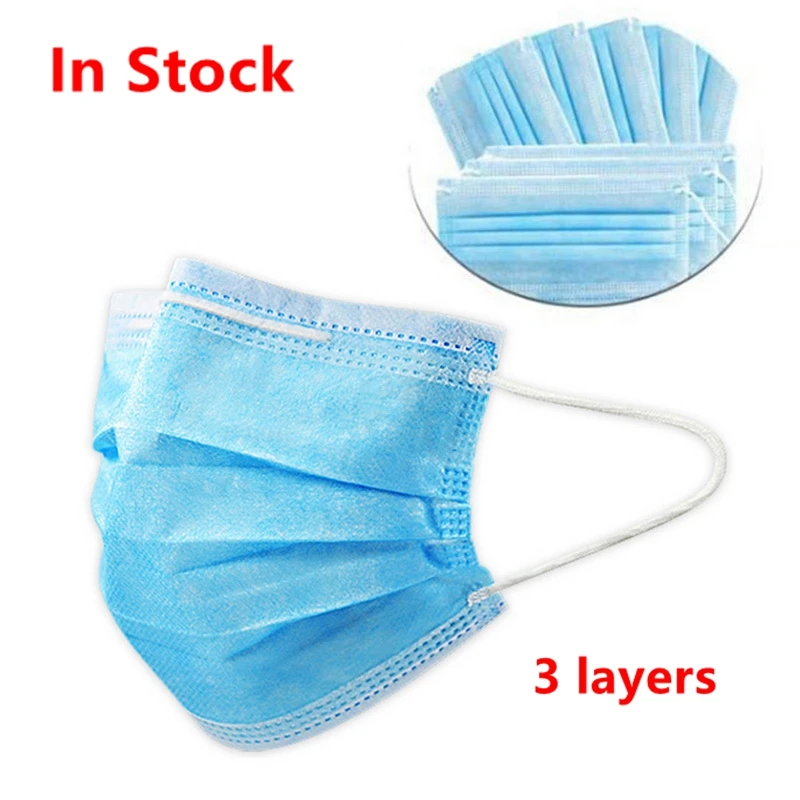 

50pcs Disposable Facial Protective Cover Masks Set 3 Layers Dustproof Mask Anti-Dust Earloop Face Mask high quality Dropshipping