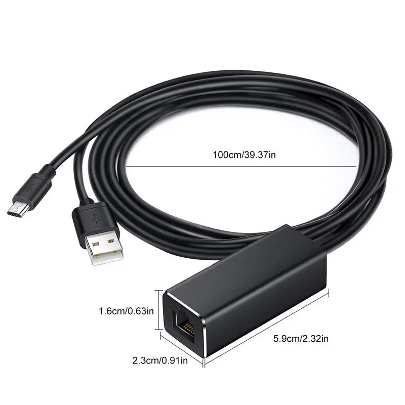 Fire TV ƽ HD 480 Mbps Micro USB2.0 To RJ45 ̴  10/100 Mbps, New Fire TV/Google Home Mini/Chromecast Ultra 