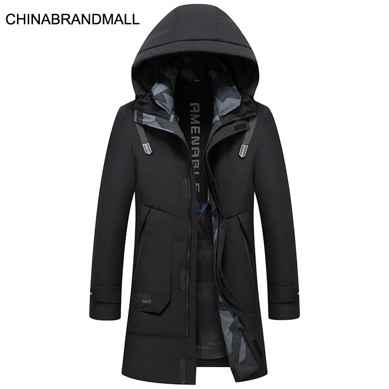 

Winter Big Size Men Medium Length Money Down Jacket Fat Man Plus Fat Plus Size Loose Down Coat With Hat Tide