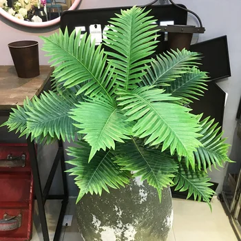 

63cm 15heads Tropical Palm Tree Artificial Monstera Leaves Silk Palm Leafs Fake Fern Grass Green Plants Bouquet Diy Foliage Wall