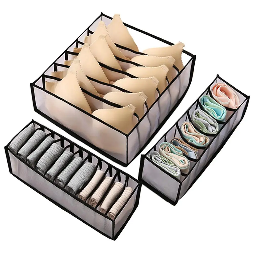 

3Pcs/Set Underwear Bra Organizer Storage Box 2 Colors Drawer Closet Organizers Boxes For Underwear Scarfs Socks Bra