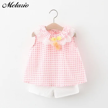 

Melario Newborn Baby Girls Clothes Sleeveless Plaid Tops and Shorts 2Pcs Kids Clothes Summer Sunsuit 0-24M