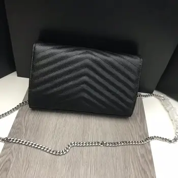 

New women's bag of 2020 Deluxe fashion leather bag Hand-held oblique bag chain shoulder mini luxury Caviar bag