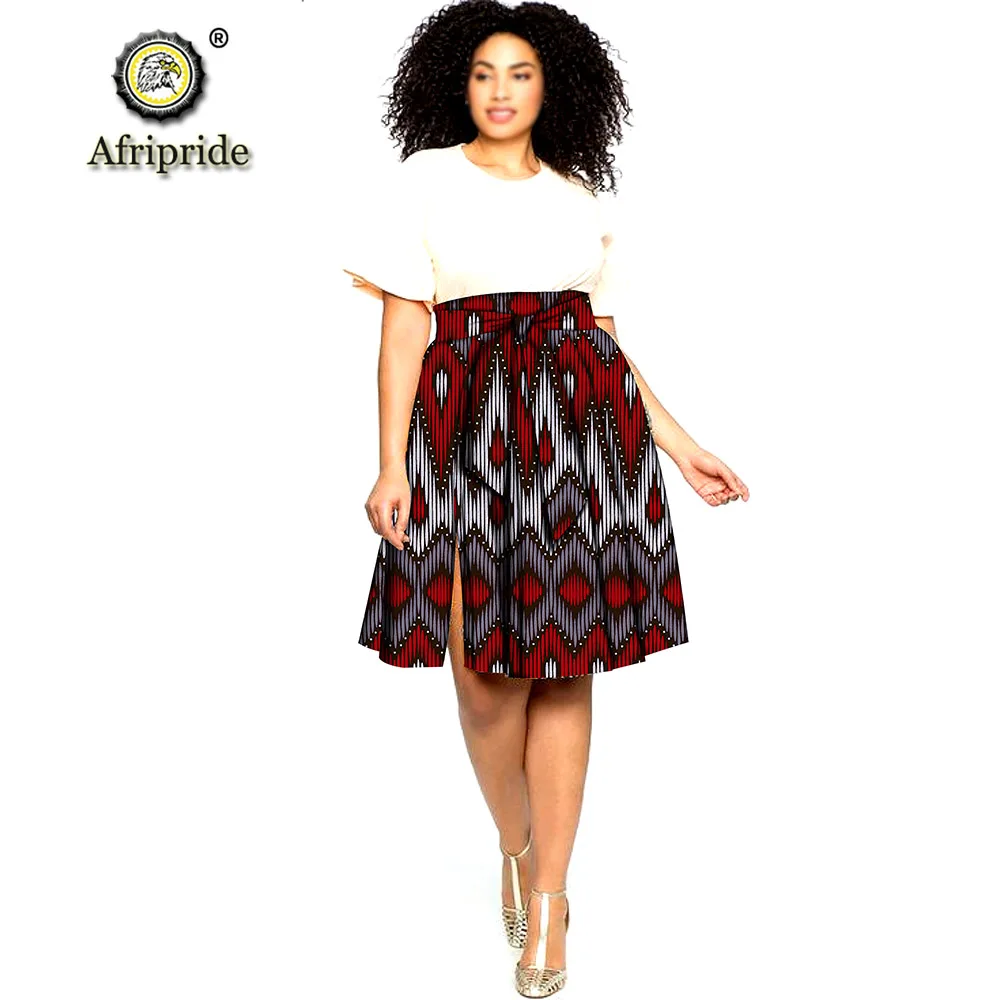 Африканская юбка с принтом для женщин Юбка До Колена летняя повседневная одежда А-силуэта одежда Дашики Анкара ткань AFRIPRIDE S1927004