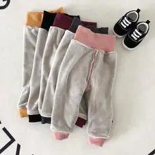 Новые осенне-зимние штаны для маленьких мальчиков; штаны-шаровары из хлопка с высокой талией для малышей; брюки для новорожденных; свободные эластичные штаны для маленьких девочек