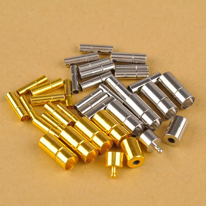 

Gold/Rhodium Plated Metal End Caps End Clasps Fits 2/2.5/3/4/5/6/8MM Leather Cord Bracelet DIY Jewelry Making Material