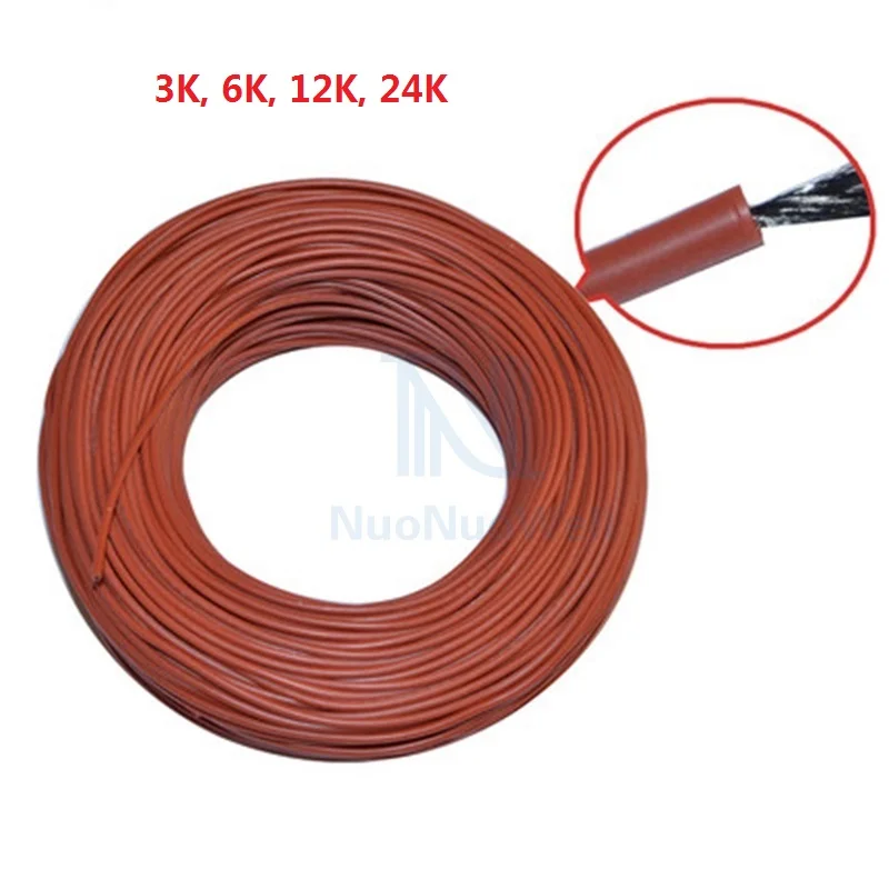3K 6K 12K 24K 20M Silica Gel Carbon Fiber Heating Line Household