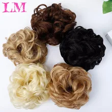 LM Модные женские стойкие синтетические волосы веревка натуральная поддельная прическа гулька волосы шиньоны Волосы Кудрявые волосы на заколках для наращивания тепла