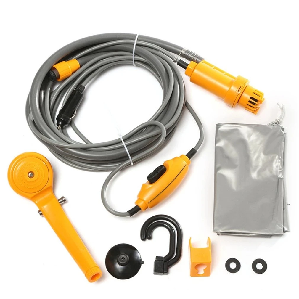 Portable Camping Shower 12V Electric Car Washer Outdoor Shower Hiking Accessories for Travel Hiking Car Washing Pet Washer