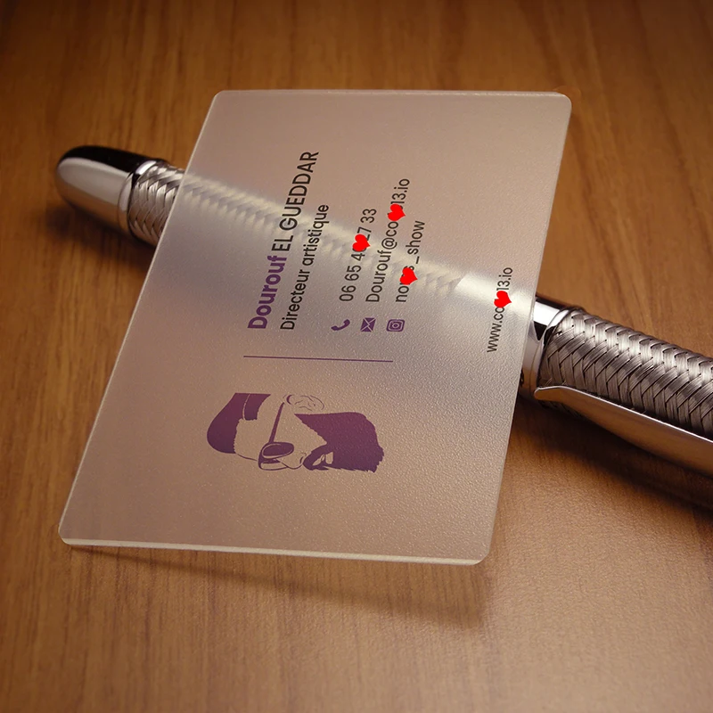100pcs 90x51mm Personalized Free Design Printing Transparent Plastic Business PVC ID Cards