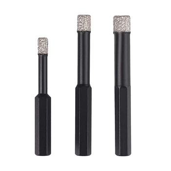 

3 PCS Diamond Hole Saw Set 6mm 8mm 10mm Hexagonal Dry Drill Bits with Wax Insert for Glass Ceramic Tile Porcelain Marble Granite