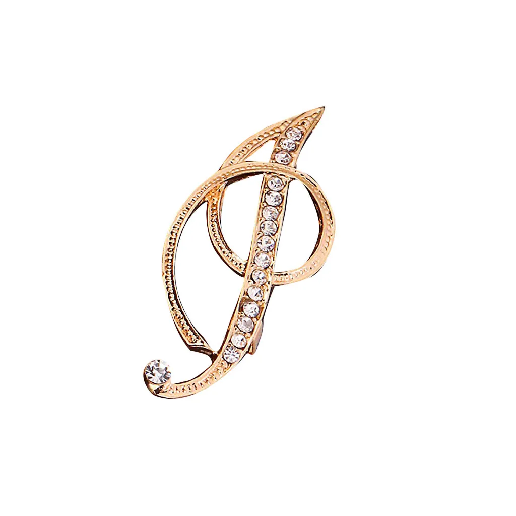 1 Pc Fashion Unisex Rhinestone 26 English Letters Alphabet A-Z Brooch Pin Ornament Couple Memorial Jewelry Love Gifts#YU