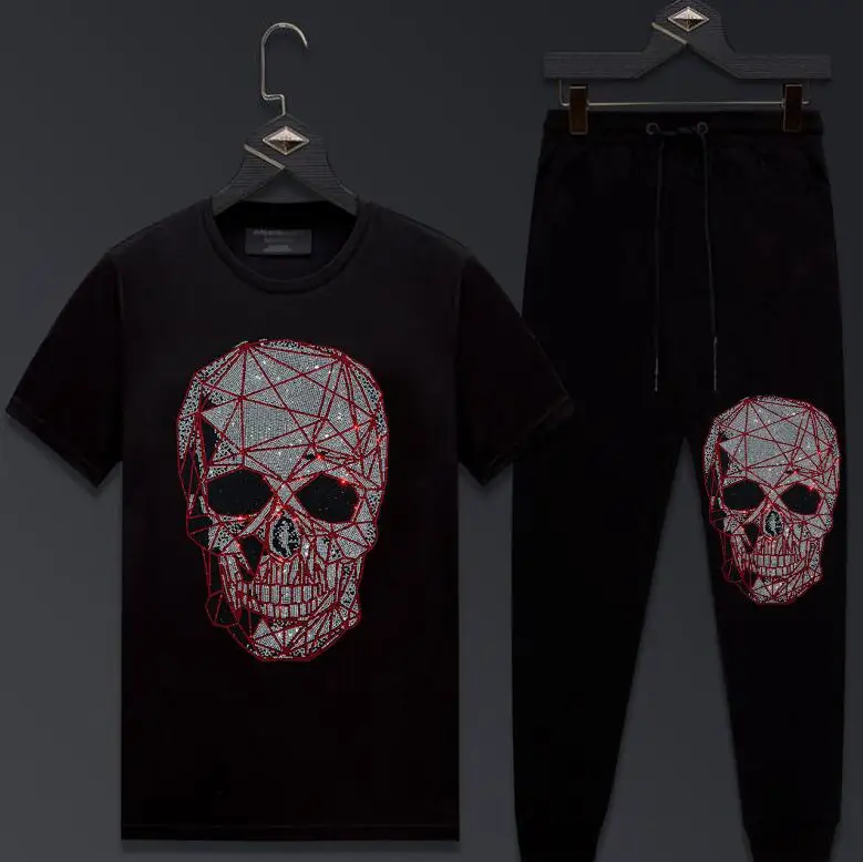 

Mens Short Sets Summer Casual Summer Clothing 2 Piece short Sleeve Set Hot drill Track Suits 2020 Male Tracksuits