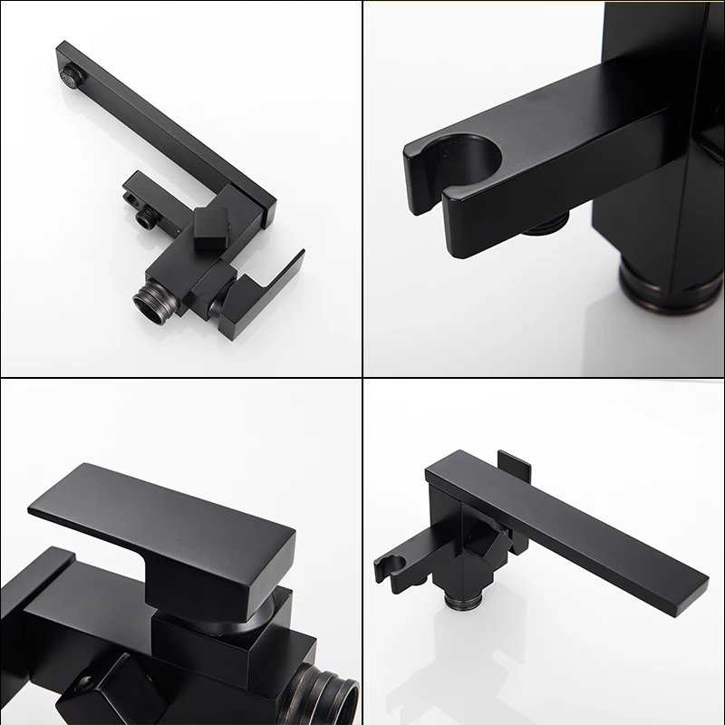 Bathroom Bathtub Faucet Black Flooring Standing Single Handle Cold and Hot Water Mixer Tap Crane Bath Shower Faucets bathtub faucet