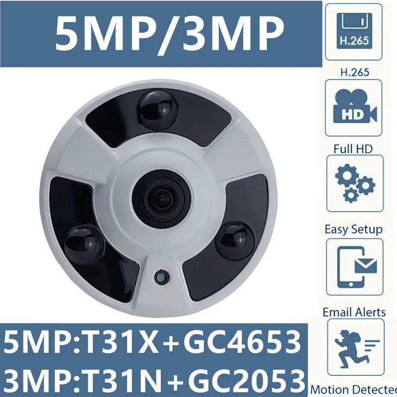 5/3MP панорамная IP-камера рыбий глаз металлическая купольная камера T31X + GC4653 2592*1904