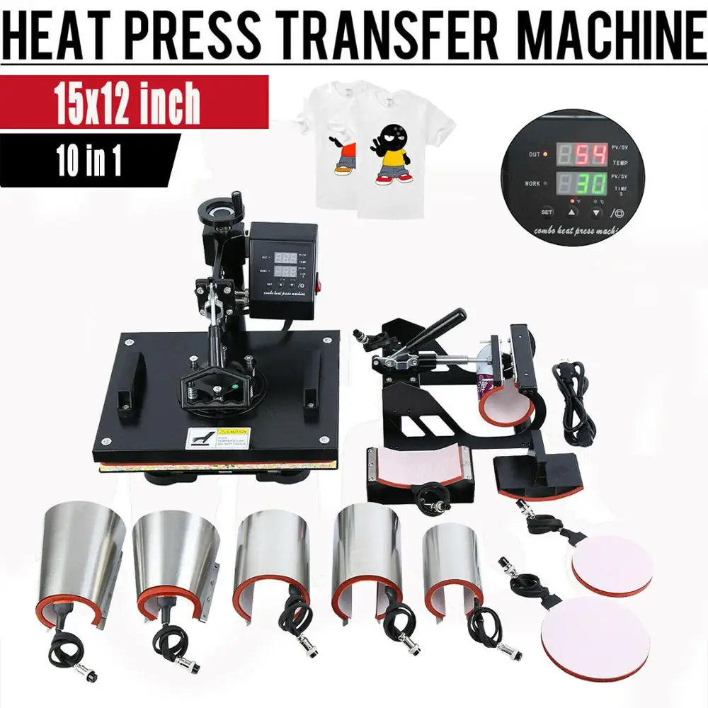 

Yonntech 10 in 1 Heat Press Transfer Machine Sublimation Swing Away T-Shirt Mug Hat 12X15 inch