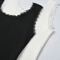 ace Trim Tank Top Solid Color Knit Bottoming Vests Fashion Trendy Women's Camisoles Crop Top - Image 6