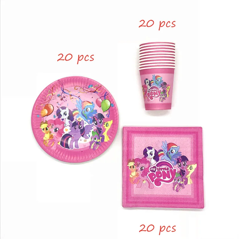 61 шт./лот одноразовая посуда с надписью My Little Pony салфетки для детской посуды