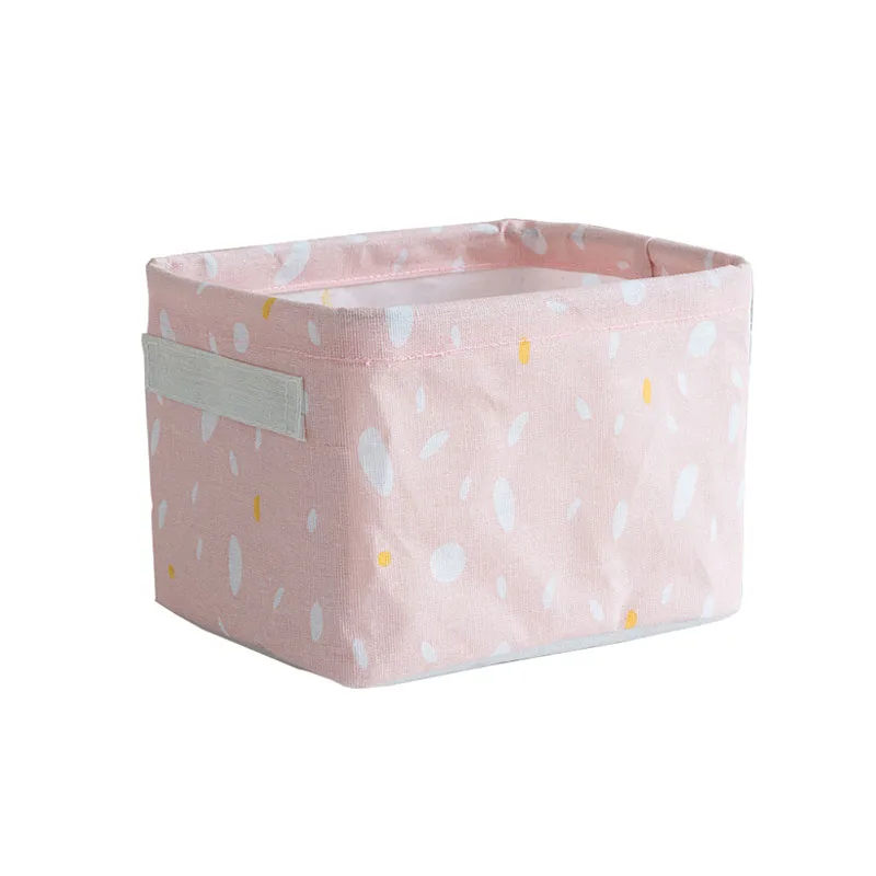 A-pink Настольная корзина для хранения из хлопка и льна с ручкой, домашняя косметика, ювелирные изделия, офисные канцелярские принадлежности, коробка для хранения мелочей, Органайзер - Цвет: A-pink