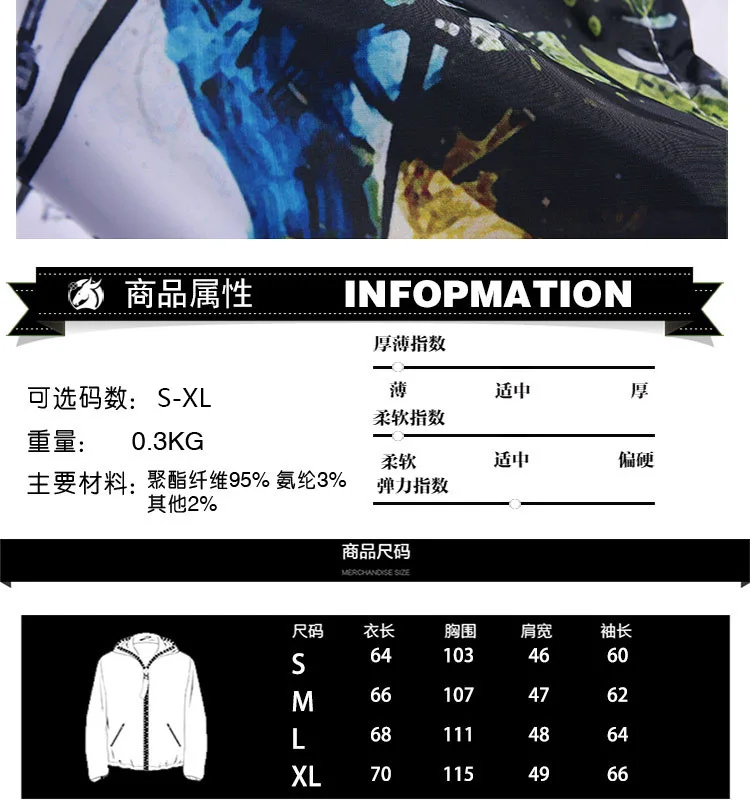 Couples Sun Shirt New Style Digital Creative 3D Printed Zipper Outdoor Windproof Quick-Dry Hooded Trench Coat