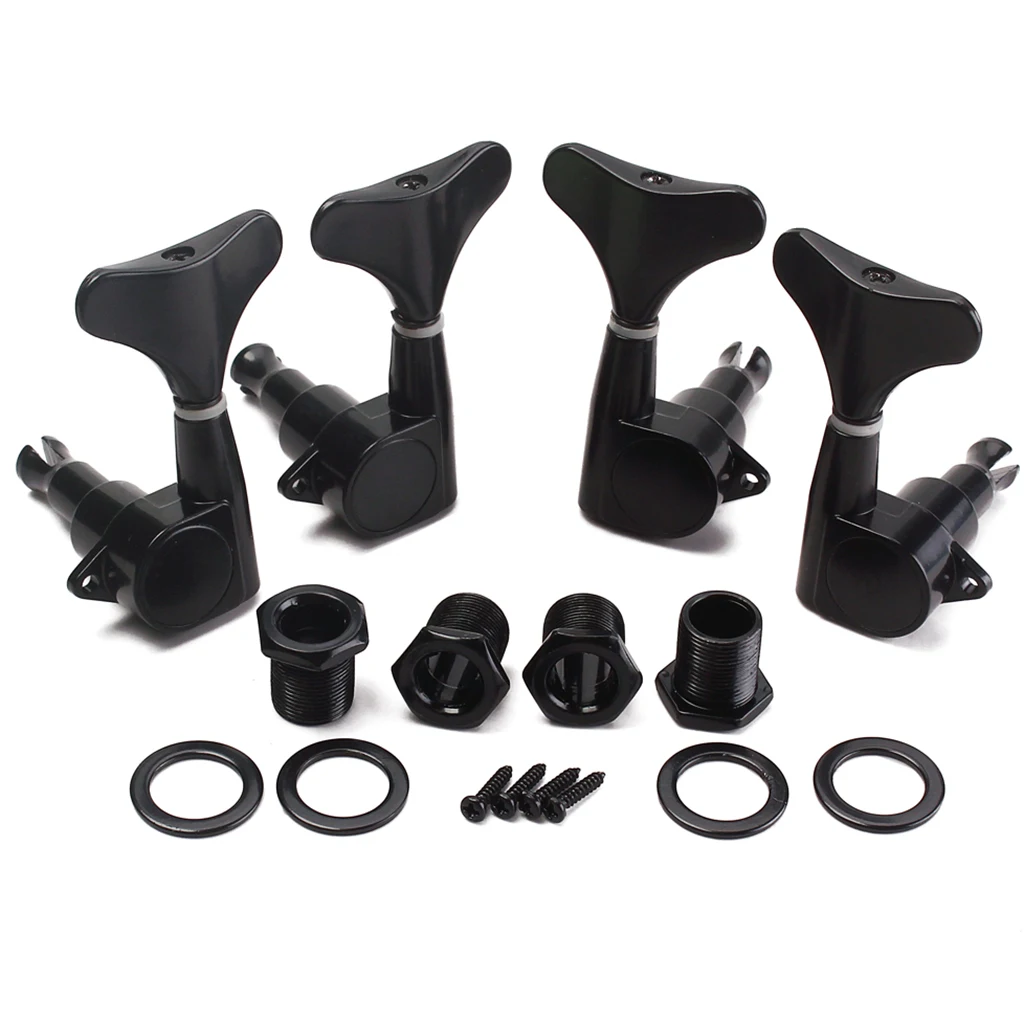 4pcs/set 2R2L Acoustic Guitar Tuning Pegs Machine Heads Black for 4-string Bass