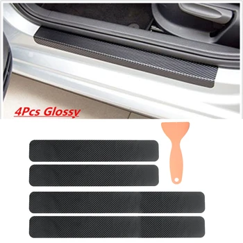 

4pcs/5pcs Car Protector Styling Sticker Door Sill Scuff Plate Outlander Anti Scratch Door Sills Rear Bumper 3D Carbon Fiber