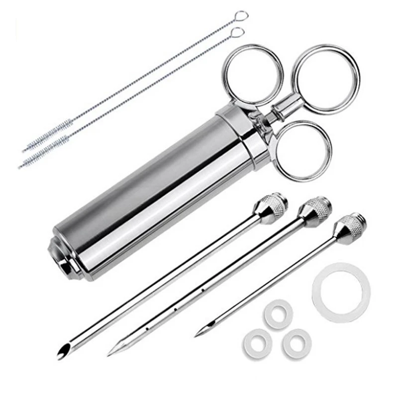 

BBQ Tool Marinade Seasoning Injector Christmas Turkey Beef Injectors Stainless Steel Cooking Meat Syringe Injection 3 Needles