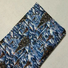 Блестящий глиттер тиснение серебром Рождественский снег дома страна декорации Ситцевая ткань 50x105 см Ткани в стиле пэчворк для мальчиков с мультяшными головами оленей